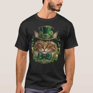 Norwegian Forest Cat Leprechaun Hut Brille St T-Shirt