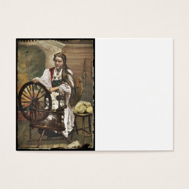 Norwegian Girl a Spinning Wheel (Devant)
