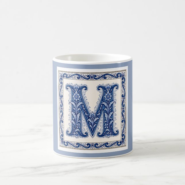 Norwegian Heritage M Monogramm - Blau Kaffeetasse (Mittel)