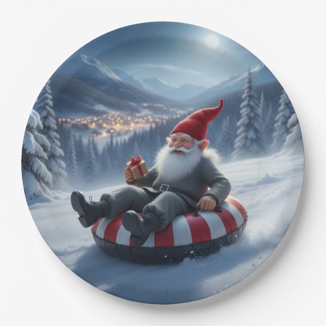 Norwegian Nisse Sledding, Paper Plates Pappteller (Vorderseite)