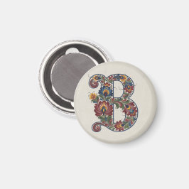 Norwegian Rosemaling Initial B, Coaster Magnet