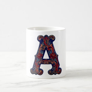 Norwegian Rosemaling Initiale – Traditionelle Blum Kaffeetasse