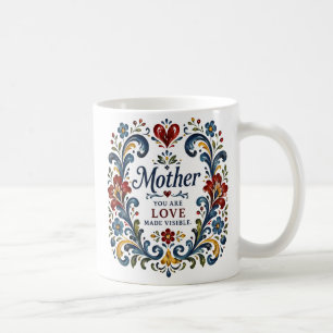 Norwegian Rosemaling Mutter Tasse – Elegantes Blum