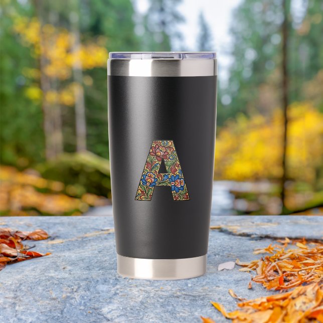 Norwegian Rosemaling Norway Initial A Tumbler Thermobecher (Außenbereich (gedreht))