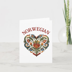 Norwegian Rosemaling Volkskunst Herz   Blanko Karte