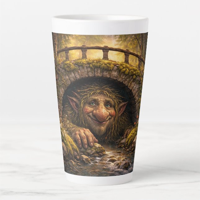 Norwegian Troll Hiding Under Bridge, Latte Mug (Devant)