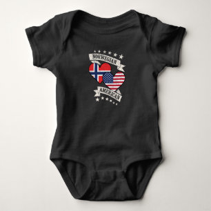 Norwegisch American Heart Flags Norwegen Baby Strampler