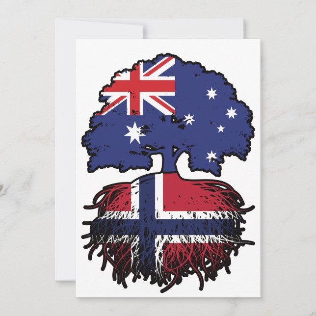 Norwegisch Australien Tree Roots Einladung (Vorderseite)