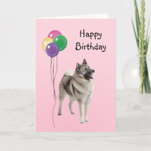 Norwegisch-Elkhound, Birthday Balloons Karte