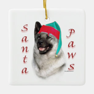 Norwegisch Elkhound Santa Paws Keramikornament