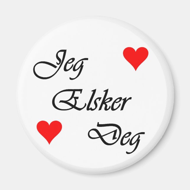 Norwegisch "I Liebe you" Norsk "Jeg Elsker Deg. Magnet (Vorne)
