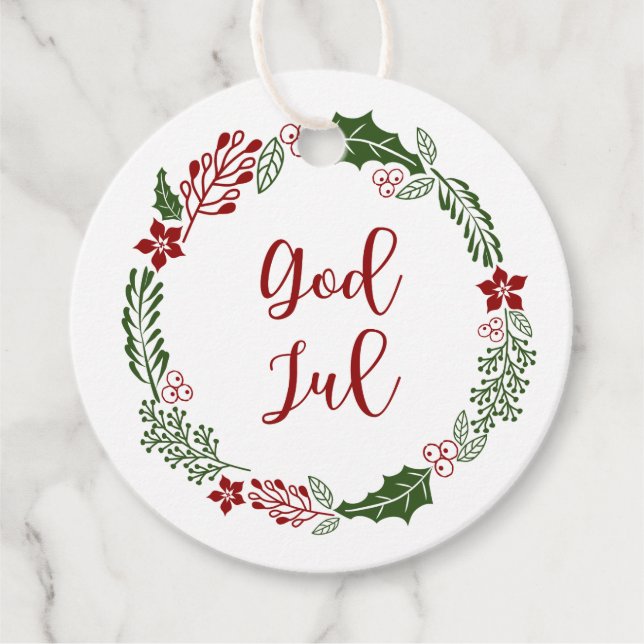 Norwegisch & Schwedisch Frohe Weihnachten, Custom Geschenkanhänger (Vorderseite)