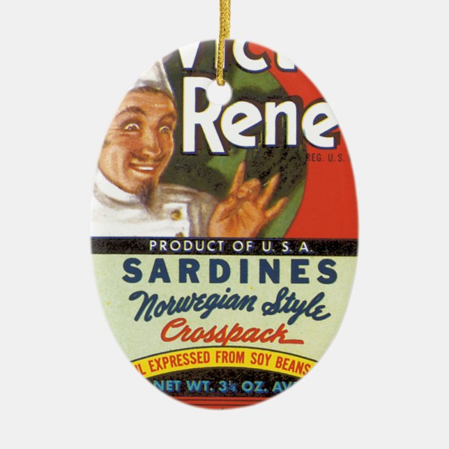 Norwegische Art-Sardinen Keramikornament (Vorne)