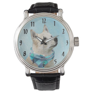 Norwegische Buhund-Malerei - Niedliche Original Hu Armbanduhr
