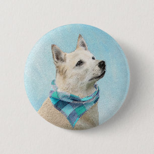 Norwegische Buhund-Malerei - Niedliche Original Hu Button
