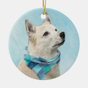 Norwegische Buhund-Malerei - Niedliche Original Hu Keramik Ornament