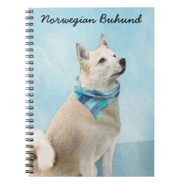Norwegische Buhund-Malerei - Niedliche Original Hu Notizblock (Vorderseite)
