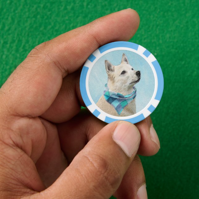 Norwegische Buhund-Malerei - Niedliche Original Hu Pokerchips (Hand)