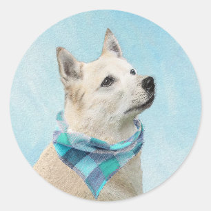 Norwegische Buhund-Malerei - Niedliche Original Hu Runder Aufkleber