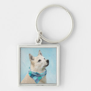 Norwegische Buhund-Malerei - Niedliche Original Hu Schlüsselanhänger