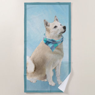 Norwegische Buhund-Malerei - Niedliche Original Hu Strandtuch