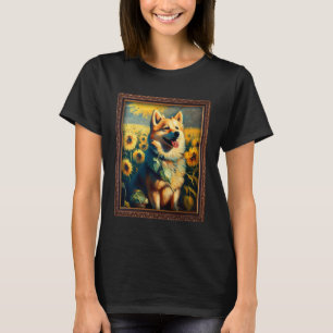 Norwegische Buhund Malerei Sonnenblumen Blume Mama T-Shirt