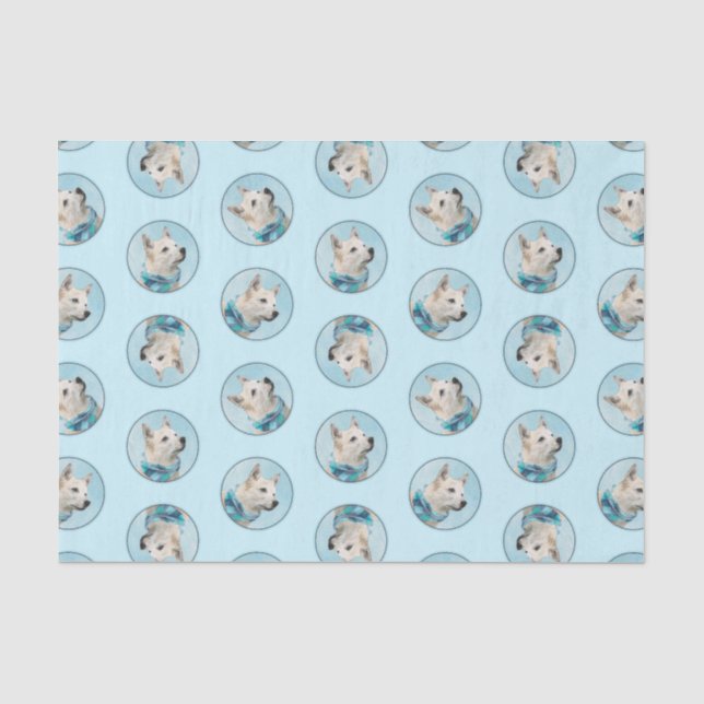 Norwegische Buhund Malerei Wheaten Original Hunde  Seidenpapier (Vorderseite)