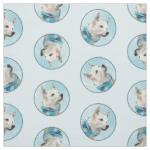 Norwegische Buhund Malerei Wheaten Original Hunde  Stoff