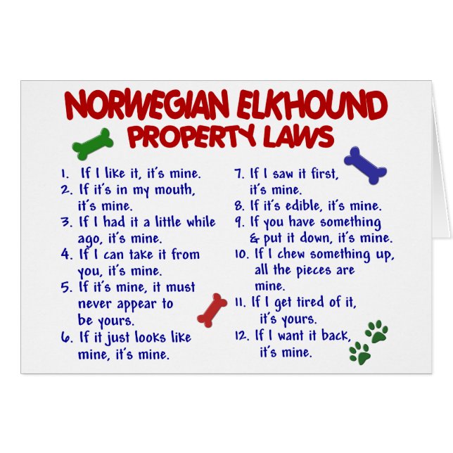 NORWEGISCHE ELKHOUND Eigentums-Gesetze 2 (Vorderseite (Horizontal))