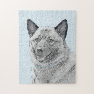 Norwegische Elkhound-Malerei - Original Hundeschic