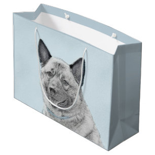 Norwegische Elkhound-Malerei - Original Hundeschic Große Geschenktüte