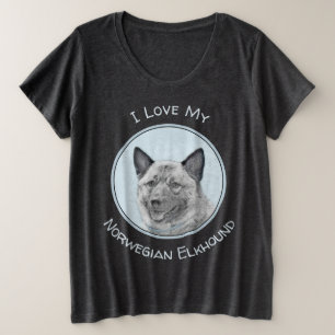 Norwegische Elkhound-Malerei - Original Hundeschic Große Größe T-Shirt
