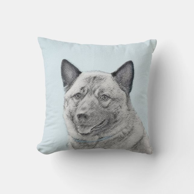 Norwegische Elkhound-Malerei - Original Hundeschic Kissen (Vorderseite)