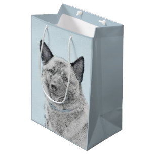 Norwegische Elkhound-Malerei - Original Hundeschic Mittlere Geschenktüte