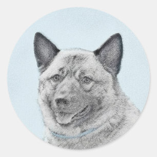 Norwegische Elkhound-Malerei - Original Hundeschic Runder Aufkleber