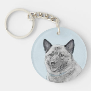 Norwegische Elkhound-Malerei - Original Hundeschic Schlüsselanhänger