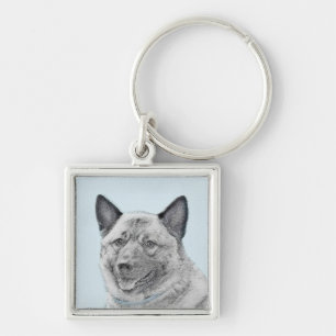 Norwegische Elkhound-Malerei - Original Hundeschic Schlüsselanhänger