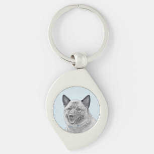 Norwegische Elkhound-Malerei - Original Hundeschic Schlüsselanhänger
