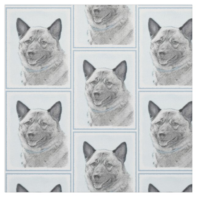 Norwegische Elkhound-Malerei - Original Hundeschic Stoff (Muster)