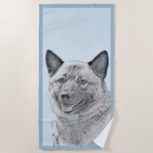 Norwegische Elkhound-Malerei - Original Hundeschic Strandtuch