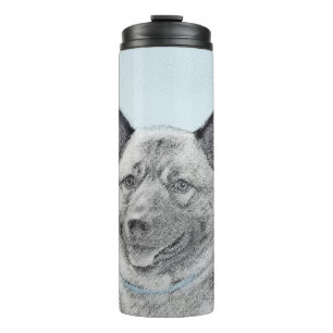 Norwegische Elkhound-Malerei - Original Hundeschic Thermosbecher