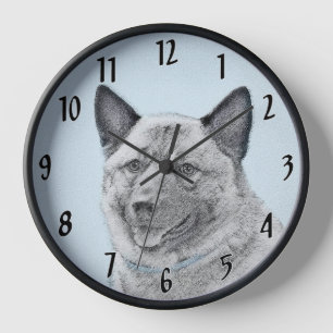 Norwegische Elkhound-Malerei - Original Hundeschic Uhr