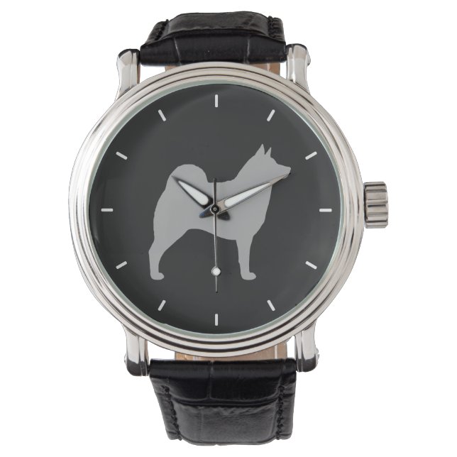 Norwegische Elkhound-Silhouette Armbanduhr (Vorderseite)