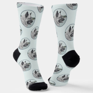 Norwegische Elkhound und Dorfmalerei Socken