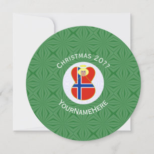 Norwegische Engel-Flagge Weihnachten Personalisier Einladung