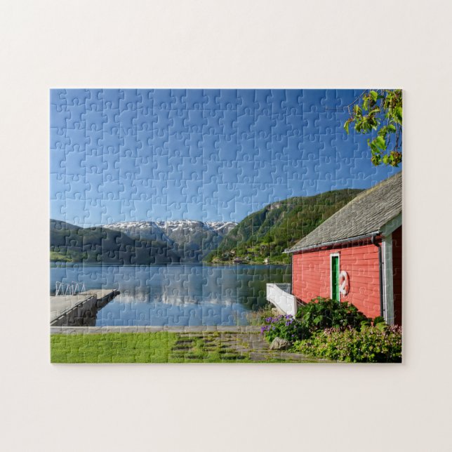 Norwegische Fjord Ansicht und Boathouse (Horizontal)