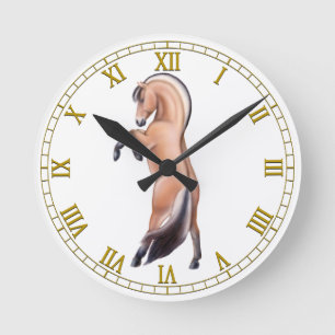 Norwegische Fjord-Pferdeklemme Runde Wanduhr