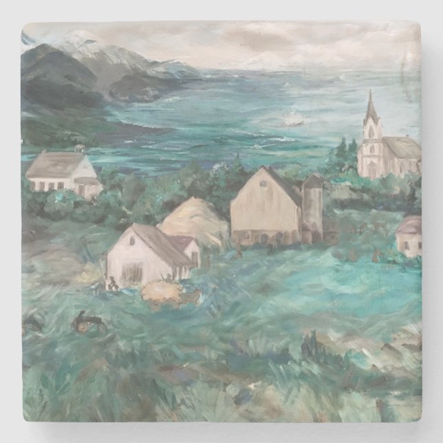 Norwegische Fjorde Malen Marmormor Untersetzer (Vorderseite)