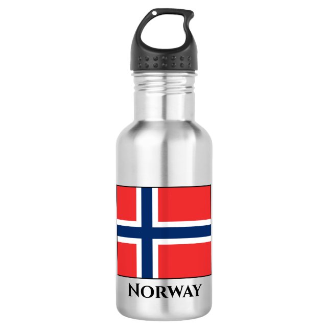 Norwegische Flagge Edelstahlflasche (Vorderseite)