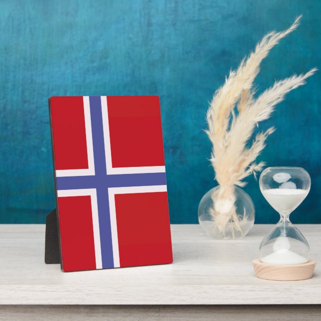 Norwegische Flagge Fotoplatte (Seite)